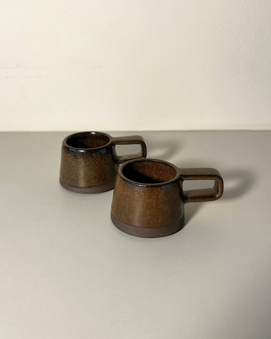 Xícara Mini Cafezinho morrom metálica