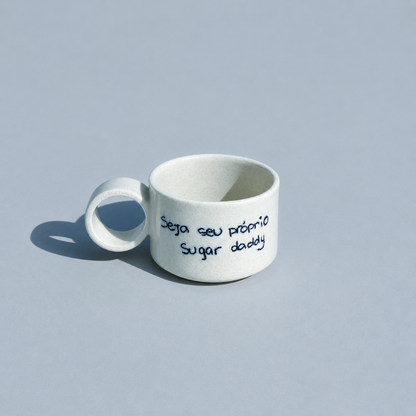 Conjunto de 6 xícaras frases com suporte de bambu