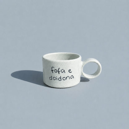 Conjunto de 6 xícaras frases com suporte de bambu