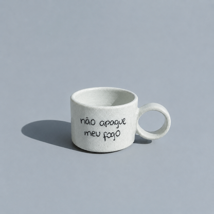Conjunto de 6 xícaras frases com suporte de bambu